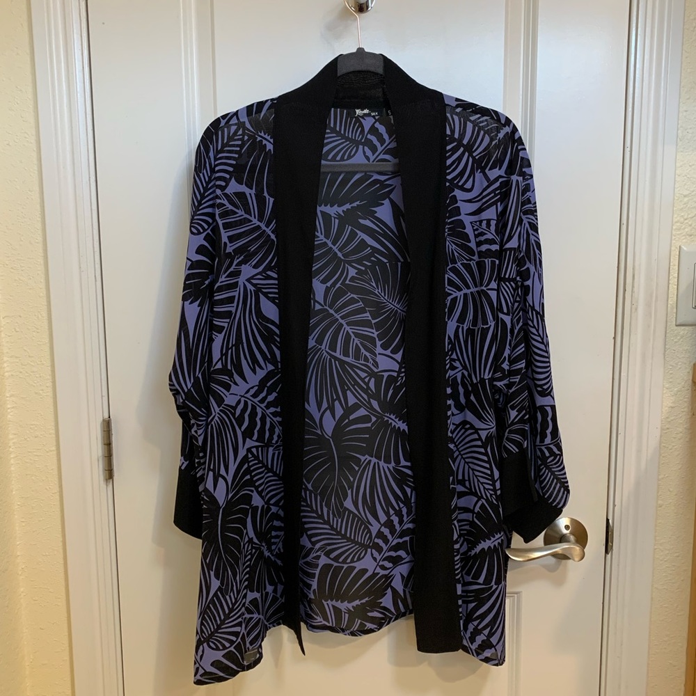 Black and lavender silk jacket
